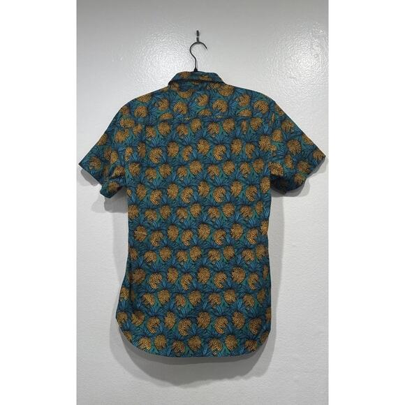BONOBOS Pineapple Fields Riviera Print Slim Fit Shirt Size Medium Short Sleeve - Picture 5 of 7